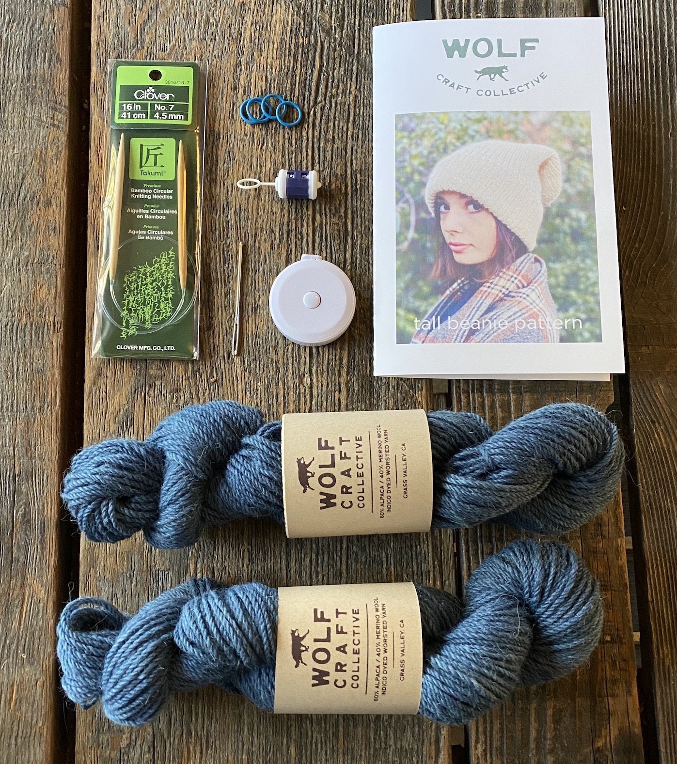 Indigo Tall Beanie Knitting Kit – Wolf Craft Collective
