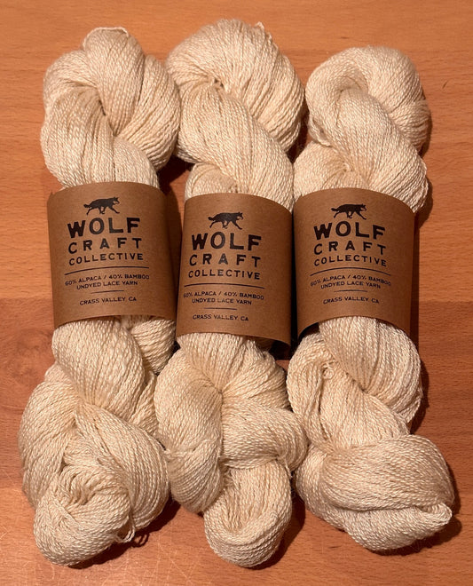 60% ALPACA / 40% BAMBOO UNDYED LACE YARN