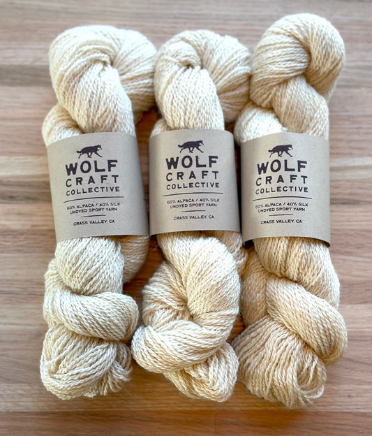 60% ALPACA / 40% SILK UNDYED SPORT YARN